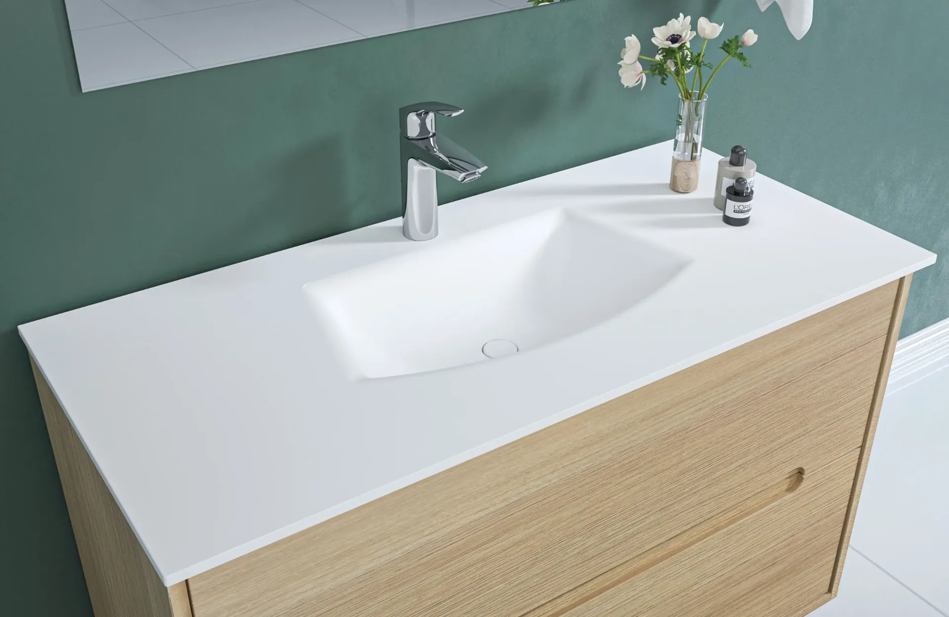 Corian Sink Integral Model Mars (1 cm, 47 x 60 cm, Rounded)