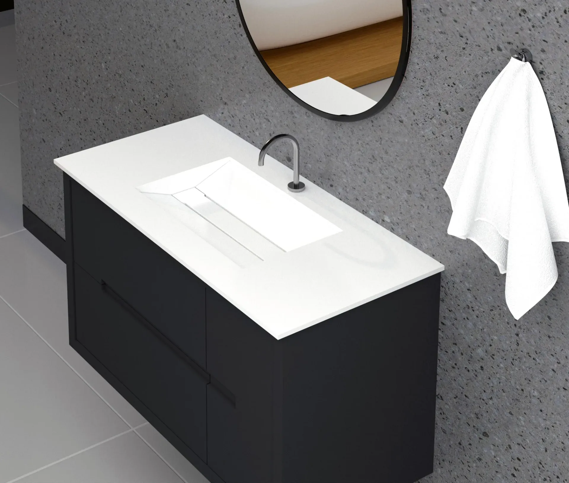 Corian Sink Integral Model Shira (1 cm, 47 x 80 cm, Sharp)
