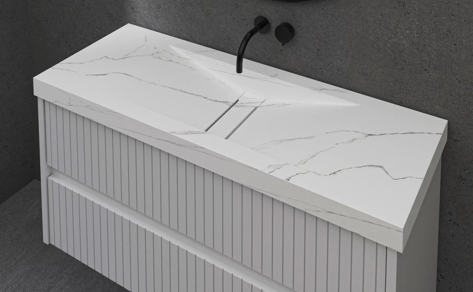 Porcelin Sink Integral Model Alma (0001, 47 x 60 cm, 6 cm)