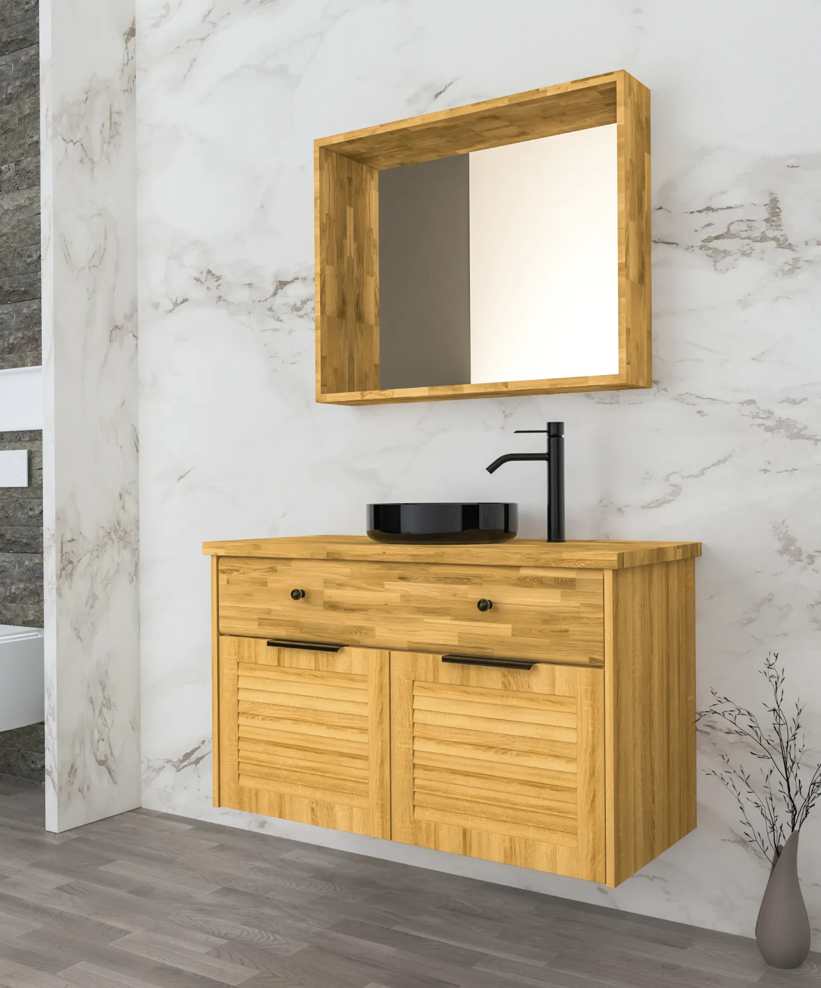 רן (60cm, 1 Drawer + 1 Door, קוריאן לבן)