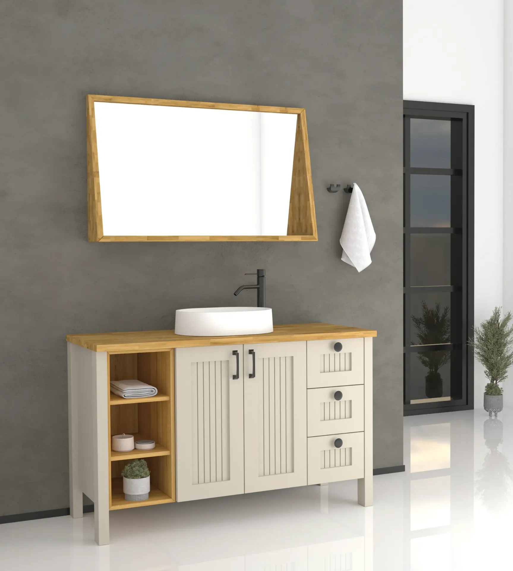 TARMOLO (100cm, 3 Drawers + 2 Doors, Corian, PU : MR-001)