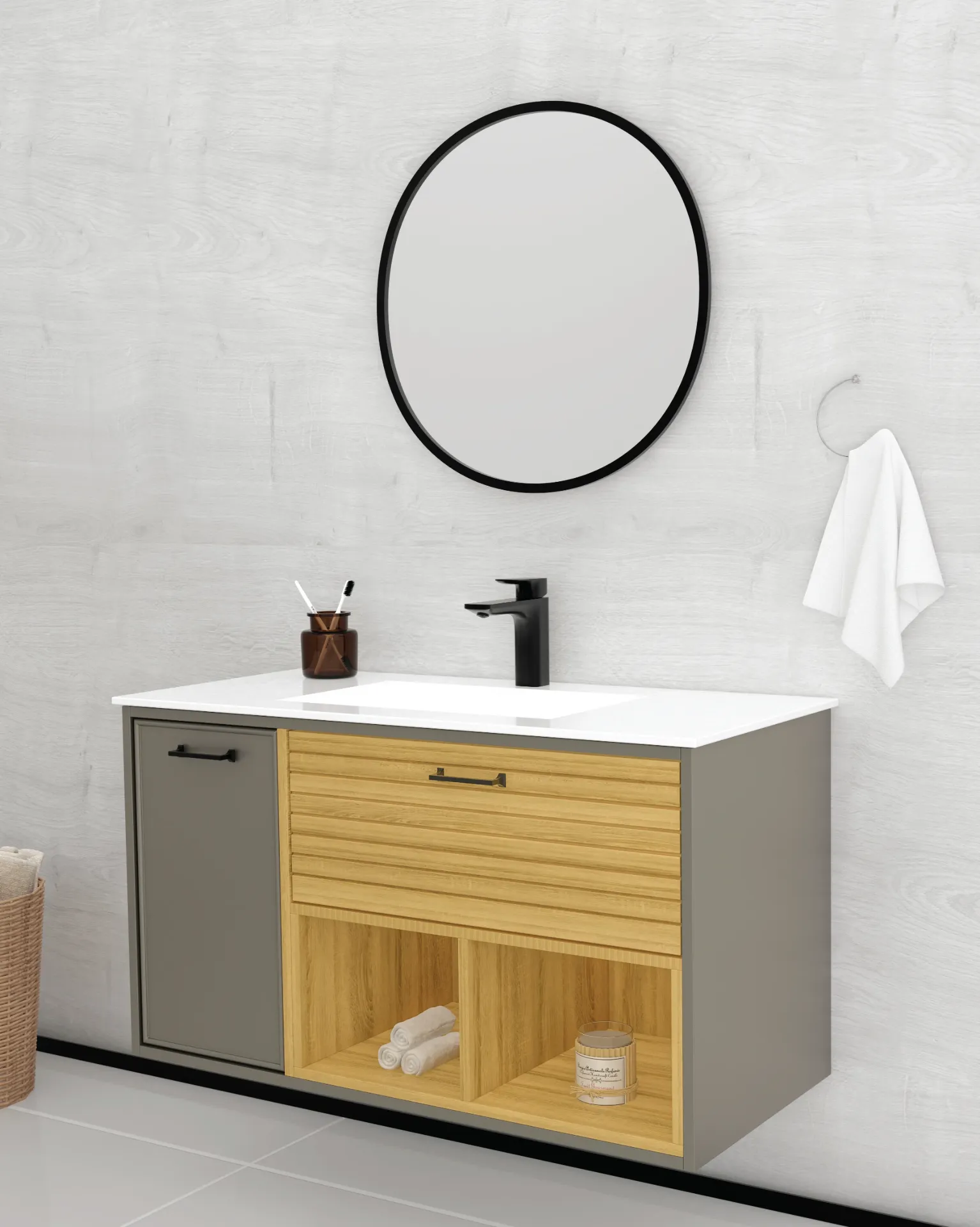 IZABELA (60cm, 1 Drawer + 2 Box, PU : MR-001)